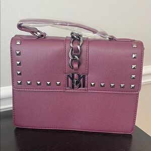 Badgley Mischka Mauve Studded Shoulder Bag